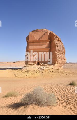 Hegra, auch bekannt als Mada’in Salih, ist eine archäologische Stätte in der Gegend von Al-'Ula. Die meisten Überreste stammen aus dem Königreich Nabatäen. Stockfoto