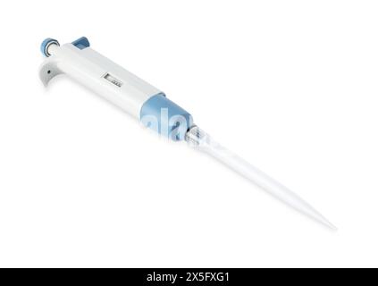 Laboranalyse. Eine Mikropipette isoliert auf weiß Stockfoto