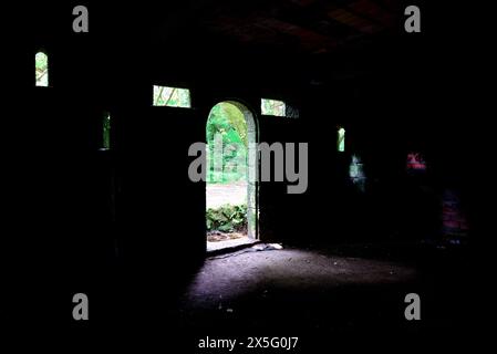 Castelo do Conde in „verzaubertem Holz“ von Aldan, Cangas, Pontevedra, Spanien Stockfoto