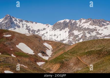 Blick auf Hochplateaus und schneebedeckte Berge. Antalya Türkei Stockfoto