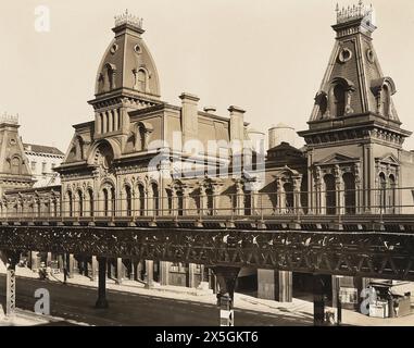 Third Avenue Car Scheune and Elevated Railroad, Third Avenue and 65th Street, New York City, New York, USA, Berenice Abbott, Federal Art Project, Changing New York, 1936 Stockfoto