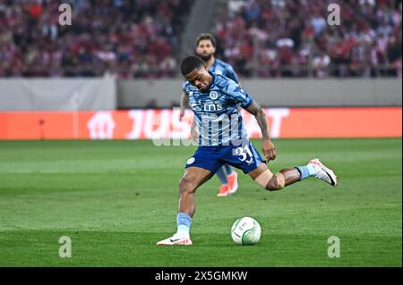 Piräus, Griechenland. Mai 2024. 31 Leon Bailey von Aston Villa FC spielt während der UEFA Conference League, im Halbfinale, im zweiten Legs, im Spiel zwischen Olympiacos Piraeus und Aston Villa FC am 9. Mai 2024 im Georgios Karaiskakis Stadium in Piräus. Quelle: Unabhängige Fotoagentur/Alamy Live News Stockfoto