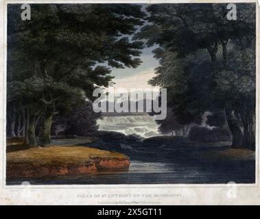 Fälle von St. Anthony auf dem Mississippi / gemalt von J. Shaw 1819 Stockfoto