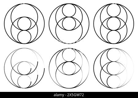 Vesica piscis Geometrie innerhalb von Linien Kreise Vektorillustration. Stock Vektor