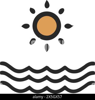 Abstraktes Symbol für Sonne und Wellen Stock Vektor
