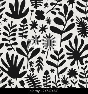 Abstrakter monochromer Blumenmuster-Vektor Stock Vektor