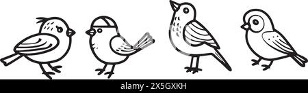 Einfache Vogel Silhouetten Vektor-Set Stock Vektor