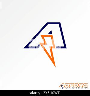 Logo Design Grafik Konzept kreativer Vektor Premium Stock Letter Initial Eine kursiv serifenlose Schriftart mit Donner elektrisch. Verwandte Marke für Monogramm-Schönheit Stock Vektor