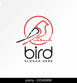 Logo Design Grafik Konzept kreativer Vektor Premium Stock abstrakte Emblem Kreis einzigartige Linie Kunst Out Vogel auf Stiel im Zusammenhang mit Freiheit kreative Zeichnung Stock Vektor