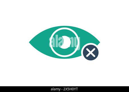 Symbol für Sehverlust. Auge mit Kreuz. Symbol für ältere Menschen. Symbolstil durchgehend. Abbildung des Alterselements Stock Vektor