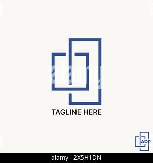 Logo Design Grafikkonzept kreativer Vektor Premium Stock abstrakt einzigartiges einfaches 2-zeiliges quadratisches Schneidegebäude. Zugehörige Monogramm-Typografie-Marke Stock Vektor