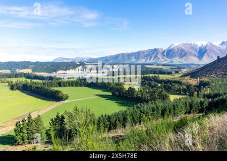 Oberer Rakaia River in der Nähe von Windwhistle, Canterbury, Südinsel, Neuseeland Stockfoto