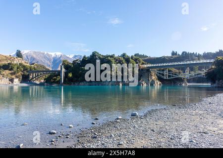 Rakaia River Gorge in der Nähe von Windwhistle, Canterbury, Südinsel, Neuseeland Stockfoto