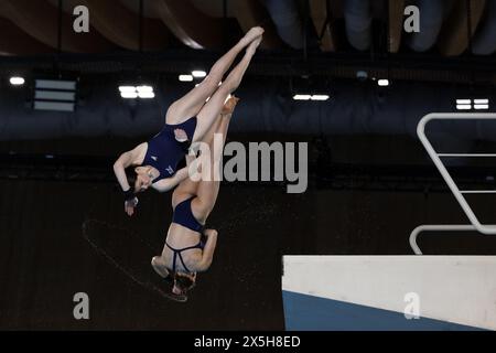Paris, Frankreich, 9. Mai 2024, Andrea SPENDOLINI-SIREIX und Lois TOULSON (GBR) belegten den 1. Platz bei womenâsynchronisierten 10-Meter-Plattform-Event während der International Diving Open 2024 am 9. Mai 2024 im Centre Aquatique Olympique in Saint-Denis bei Paris Stockfoto