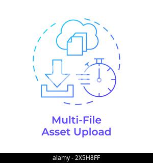 Blaues Verlaufskonzept-Symbol für das Hochladen von Multi-File-Assets Stock Vektor