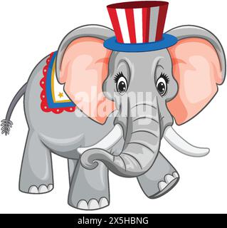 Cartoon-Elefant mit patriotischem Hut Stock Vektor