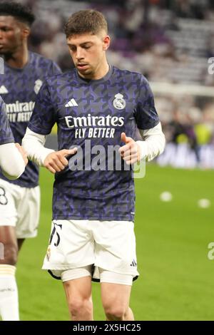 Federico Valverde von Real Madrid während der UEFA Champions League, Halbfinale, 2. Legs-Fußballspiel zwischen Real Madrid und Bayern München am 8. Mai 2024 im Santiago Bernabeu Stadion in Madrid, Spanien - Foto Laurent Lairys / ABACAPRESS. KOM Stockfoto