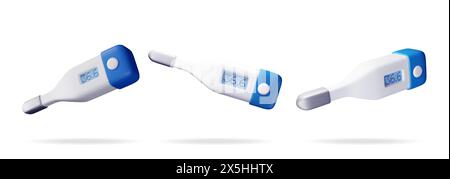 3D-Satz elektronisches Thermometer für Messungen Stock Vektor