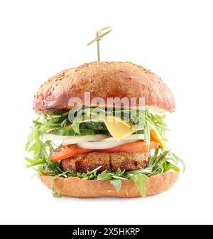 Ein köstlicher vegetarischer Burger, isoliert auf weiß Stockfoto