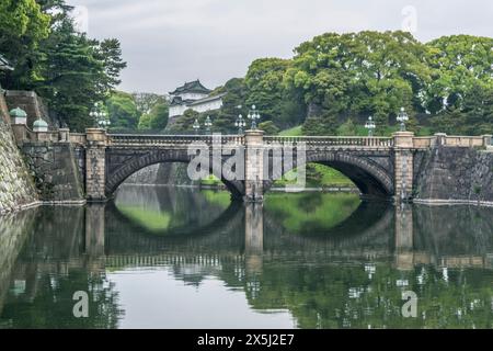 Japan, Tokio. Kaiserpalast, Nijubashi-Brücke Stockfoto