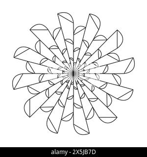 Mandala Soulful Kids Malbuch Seite für kdp Book Interior. Friedliche Blütenblätter, Fähigkeit zum Entspannen, Gehirnerlebnisse, harmonischer Hafen, friedliches Portra Stock Vektor