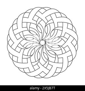 Kids Mandala erfrischende Malbuchseite für KDP Book Interior. Friedliche Blütenblätter, Fähigkeit zum Entspannen, Gehirnerlebnisse, harmonischer Hafen, friedliche POR Stock Vektor