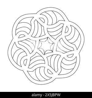 Mandala Unity Kids Malbuch Seite für KDP Book Interior. Friedliche Blütenblätter, Fähigkeit zum Entspannen, Gehirnerlebnisse, harmonischer Hafen, friedliches Porträt Stock Vektor