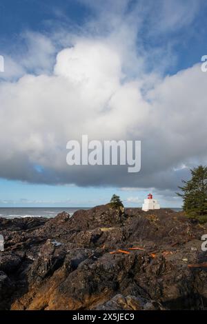 Amphitrite Point Lighthouse Ucluelet, Vancouver Island, British Columbia. Stockfoto