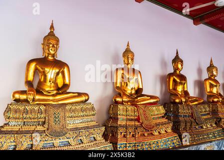 Reihen goldener Buddha-Statuen in einem Tempel von Wat Pho, Bangkok, Thailand, Südostasien, Asien Copyright: PaoloxGraziosi 1361-418 Stockfoto