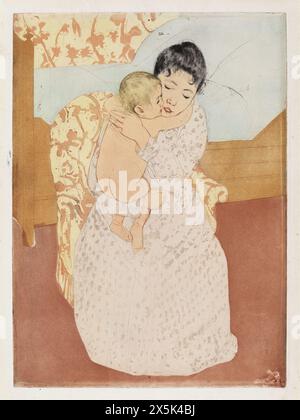 Gemälde der amerikanischen Künstlerin Mary Cassatt (1844-1926) mütterliche Streicheleinheiten (1890-1891) Stockfoto