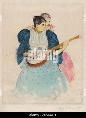 Gemälde der amerikanischen Künstlerin Mary Cassatt (1844-1926) The Banjo Lektion (um 1893) Stockfoto