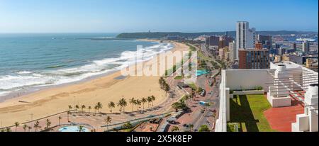 Erhöhte Aussicht auf Strände, Hotels, Promenade und Indischen Ozean, Durban, Provinz KwaZulu-Natal, Südafrika, Afrika Copyright: FrankxFell 844-33359 Stockfoto