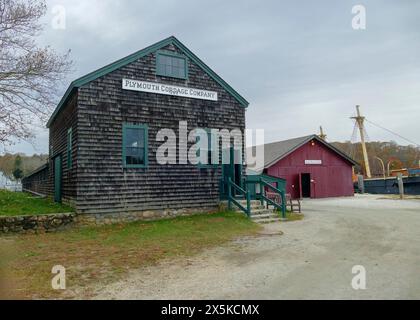 Mystic Seaport, südliches Ende von Mystic Seaport, Nachbildung des Brant Point Lighthouse in Massachusetts. Stockfoto