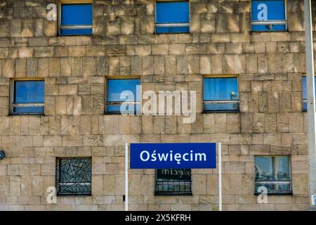 Polen, Oswiecim, Auschwitz. Holocaust aus dem Zweiten Weltkrieg. Bahnhof der Stadt, in das Konzentrationslager einsteigen. Stockfoto