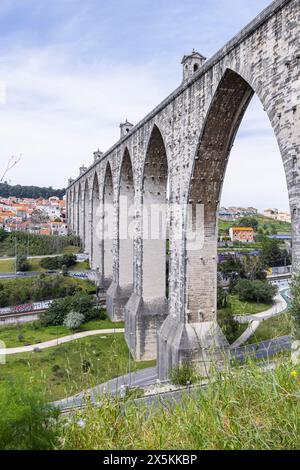 Portugal, Lissabon. Das antike römische Agua Livres, Free Waters, Aquädukt. Stockfoto