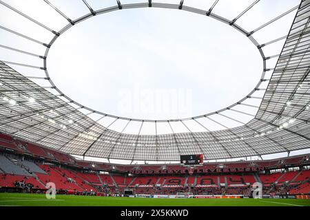 Leverkusen, Deutschland. Mai 2024. Bay Arena, 09.05.24: Interne Ansicht der BayArena beim Halbfinale der UEFA Europa League im zweiten Legspiel zwischen AS Roma und Bayer 04 Leverkusen in der Bay Arena in Leverkusen. Fußball (Cristiano Mazzi/SPP) Credit: SPP Sport Pressefoto. /Alamy Live News Stockfoto