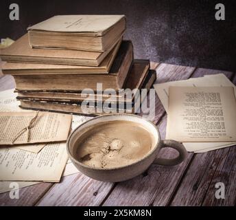 Willow Catkins Wegen Eines Alten Buches Stockfoto