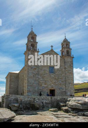 Zufluchtsort unserer Dame vom Boot. Muxia, Galicien, Spanien. Nuestra Señora de la Barca Stockfoto