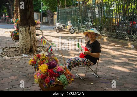 Blumenhändler in der Phan Dinh Phung Street, Hanoi, Vietnam Stockfoto