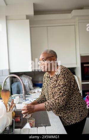 Frau abwaschen in der Küche Stockfoto