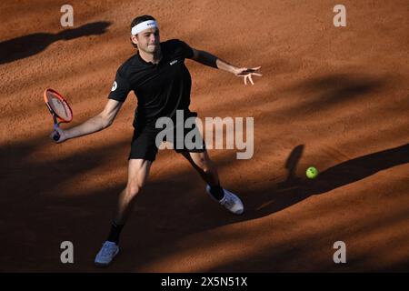 Rom, Italien. Mai 2024. Taylor Fritz während des Spiels gegen Fabio Fognini beim Internazionali BNL d’Italia 2024 Tennis Turnier im Foro Italico in Rom, Italien am 10. Mai 2024. Quelle: Insidefoto di andrea staccioli/Alamy Live News Stockfoto