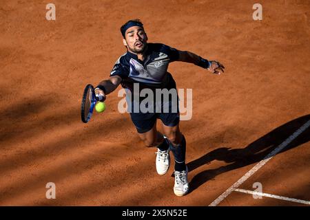 Rom, Italien. Mai 2024. Fabio Fognini während des Spiels gegen Taylor Fritz beim Internazionali BNL d’Italia 2024 Tennis Turnier im Foro Italico in Rom, Italien am 10. Mai 2024. Quelle: Insidefoto di andrea staccioli/Alamy Live News Stockfoto
