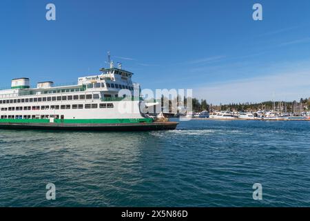 Washington State Ferry Yakima im Friday Harbor Terminal, San Juan Islands, Washington State. Stockfoto