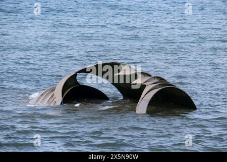 Die Kunstinstallation Mary's Shell in der Irischen See in Edinburghs, Lancashire, England als Teil des Mystic Coast Art Trail. Stockfoto