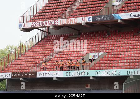 Lüttich, Belgien. Mai 2024. Die Abbildungen zeigen eine leere Tribüne vor einem Fußballspiel zwischen Standard de Lüttich und KVC Westerlo am Freitag, den 10. Mai 2024 in Lüttich, am 8. Tag (von 10) der Europa-Play-offs der ersten Liga der „Jupiler Pro League“ 2023-2024 in der belgischen Meisterschaft. BELGA FOTO BRUNO FAHY Credit: Belga News Agency/Alamy Live News Stockfoto