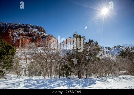 Berge über dem Kolob Canyon im Zion Nationalpark. Stockfoto