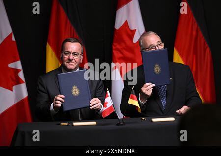 Ottawa, Kanada. Mai 2024. Bill Blair, kanadischer Verteidigungsminister, spricht auf einer Pressekonferenz. Der Minister trifft auf seine Militärpolitikreise mit Kollegen, Diplomaten und Offizieren. Quelle: Britta Pedersen/dpa/Alamy Live News Stockfoto