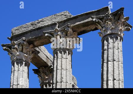 Der römische Tempel in Evora (Templo Romano, auch Diana-Tempel genannt), Portugal Stockfoto