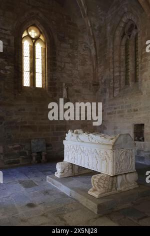 Atmoshperische Aufnahmen der Kreuzgänge der Kathedrale von Evora (Sé de Evora) Details, Evora, Portugal bei diffuser Beleuchtung am Morgen Stockfoto