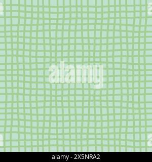 Vektor Hand gezeichnetes Kreide kariertes Muster. Grunge Doodle Plaid geometrische grüne weiße Pinselstruktur. Bleistift kreuzt Linien. Abstraktes Muster Stock Vektor